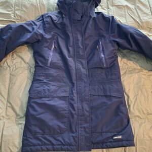 Lands End Navy Hooded Parka Jacket Womens Small